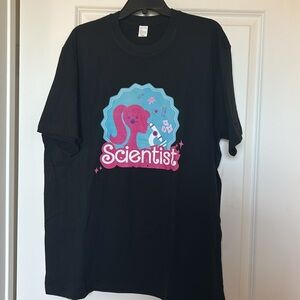 NWOT Barbie Scientist graphic tee Size 2XL rich black fabric is 100% cotton
